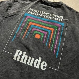 New Rhude Men's Black Hardcore Happiness Print T-shirt XL "REP"